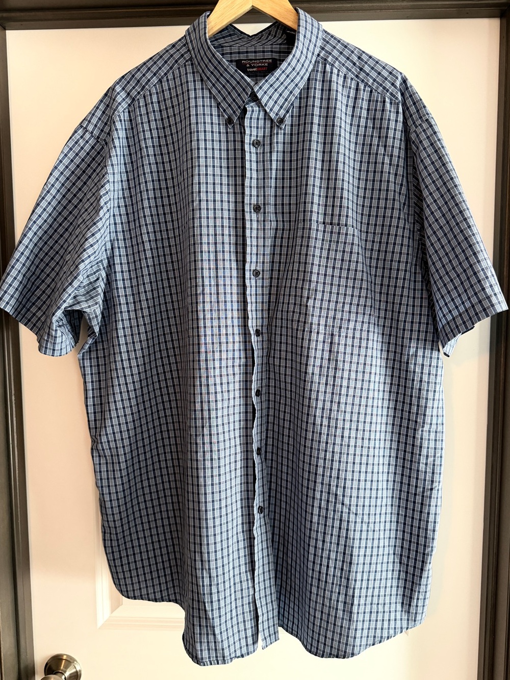 Roundtree & Yorke TravelSmart — Blue Plaid Check, Short Sleeve